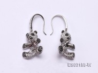 18k White Gold Earring Bail Dotted with Diamonds and Gemstone
