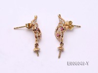 18k Yellow Gold Earring Bail Dotted with Tourmalines and Diamonds