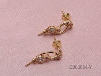 18k Yellow Gold Earring Bail Dotted with Tourmalines and Diamonds