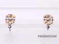 18k Yellow Gold Earring Bail Dotted with Rubies and Diamonds