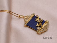 40x25mm Lapis Lazuli Pendant with Sterling Silver Bail Dotted with Zircons