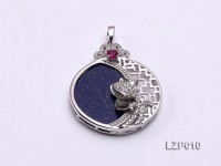 25mm Lapis Lazuli Pendant with Sterling Silver Bail Dotted with Zircons