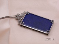 81x40mm Lapis Lazuli Pendant with Sterling Silver Bail Dotted with Zircons