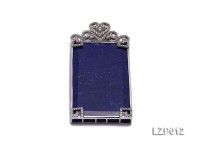 79x38mm Lapis Lazuli Pendant with Sterling Silver Bail Dotted with Zircons
