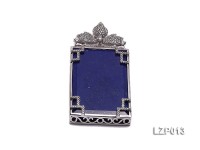 69x33mm Lapis Lazuli Pendant with Sterling Silver Bail Dotted with Zircons
