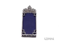 80x30mm Lapis Lazuli Pendant with Sterling Silver Bail Dotted with Zircons