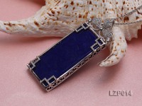 80x30mm Lapis Lazuli Pendant with Sterling Silver Bail Dotted with Zircons
