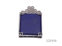 71x43mm Lapis Lazuli Pendant with Sterling Silver Bail Dotted with Zircons