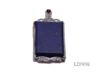 71x34mm Lapis Lazuli Pendant with Sterling Silver Bail Dotted with Zircons