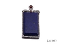 68x28mm Lapis Lazuli Pendant with Sterling Silver Bail Dotted with Zircons