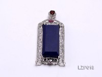 68x28mm Lapis Lazuli Pendant with Sterling Silver Bail Dotted with Zircons