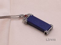 61x19mm Lapis Lazuli Pendant with Sterling Silver Bail Dotted with Zircons