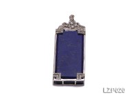 73x25mm Lapis Lazuli Pendant with Sterling Silver Bail Dotted with Zircons