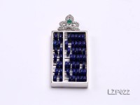 60x25mm Lapis Lazuli Pendant with Sterling Silver Bail Dotted with Zircons
