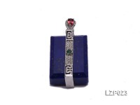 42x20mm Lapis Lazuli Pendant with Sterling Silver Bail Dotted with Zircons