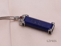 64x18mm Lapis Lazuli Pendant with Sterling Silver Bail Dotted with Zircons