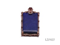 53x26mm Lapis Lazuli Pendant with Sterling Silver Bail Dotted with Zircons
