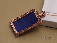 53x26mm Lapis Lazuli Pendant with Sterling Silver Bail Dotted with Zircons