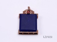 51x29mm Lapis Lazuli Pendant with Sterling Silver Bail Dotted with Zircons