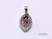 26x11mm Natural Tourmaline Pieces Pendant with Sterling Silver Pendant Bail
