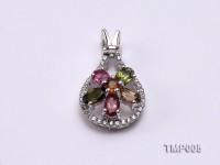 22x13mm Natural Tourmaline Pieces Pendant with Sterling Silver Pendant Bail