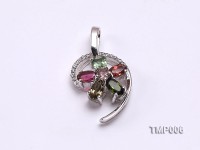 26x14mm Natural Tourmaline Pieces Pendant with Sterling Silver Pendant Bai