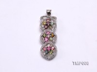 44x10mm Natural Tourmaline Pieces Pendant with Sterling Silver Pendant Bail