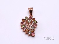 30x15mm Natural Tourmaline Pieces Pendant with Sterling Silver Pendant Bail
