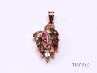 35x15mm Natural Tourmaline Pieces Pendant with Sterling Silver Pendant Bail