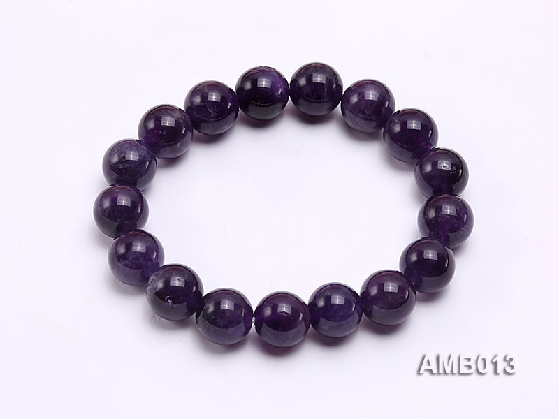 12mm Round Amethyst Beads Elastic Bracelet
