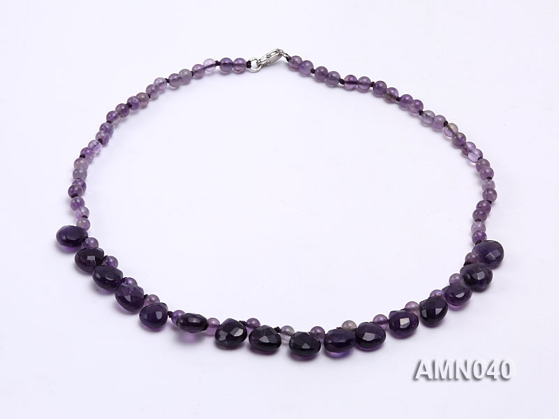 Round and Drop-shaped Amethyst Beads Necklace