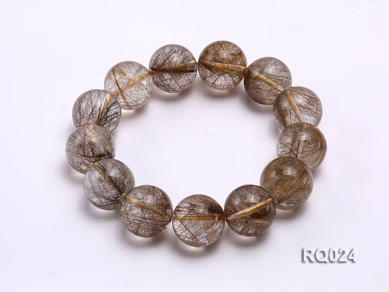20mm Round Rutilated Quartz Beads Elasticated Bracelet