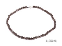6mm Round Faceted Smoky Quartz Beads Necklace