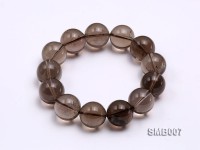 16mm Round Smoky Quartz Beads Elasticated Bracelet