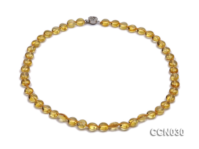 9x5mm Button-shaped Citrine Beads Necklace
