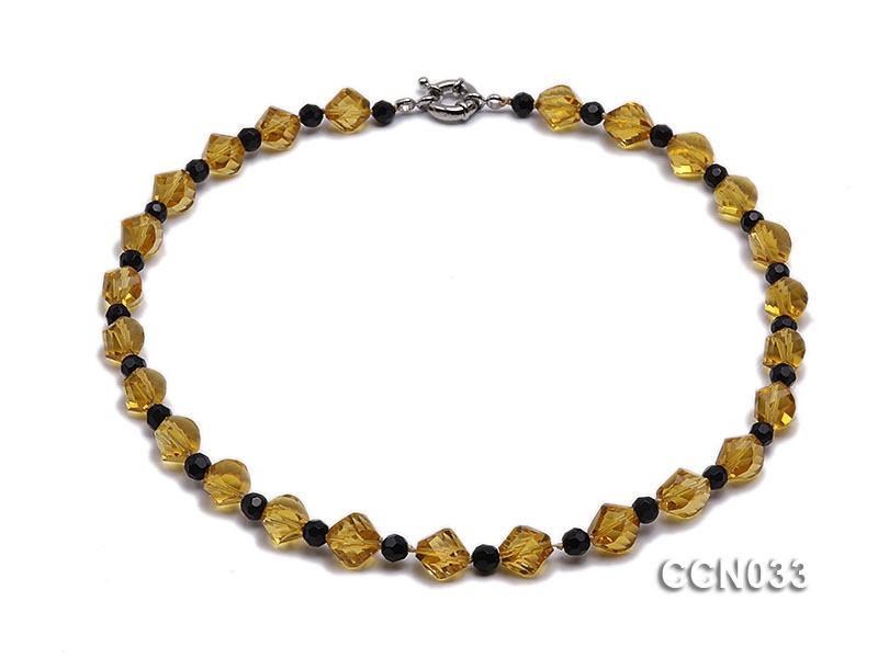 10x10mm Irregular Faceted Citrine Beads Necklace