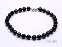 14.5mm Black Round Agate Necklace