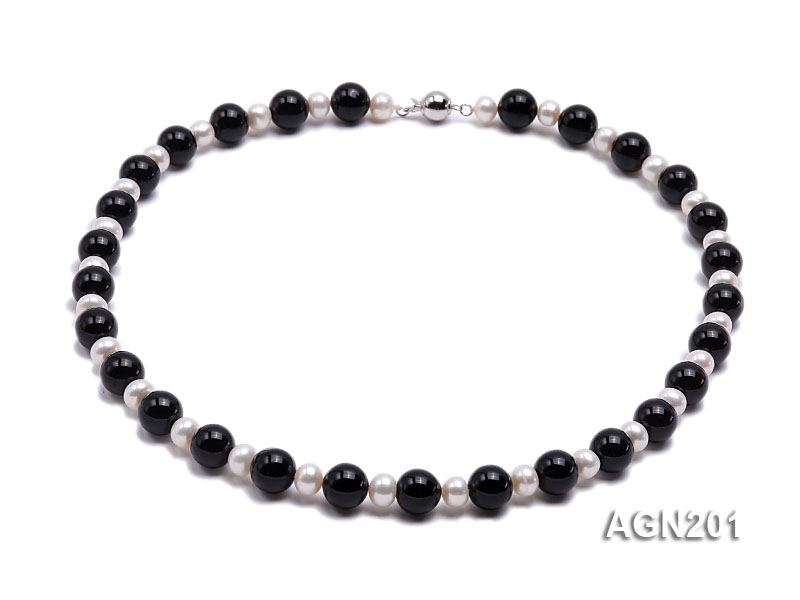 10mm Black Round Agate Necklace