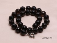 14.5mm Black Round Faceted Agate Necklace