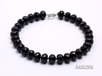 18.5x12mm Black Wheel-shaped Faceted Agate Necklace