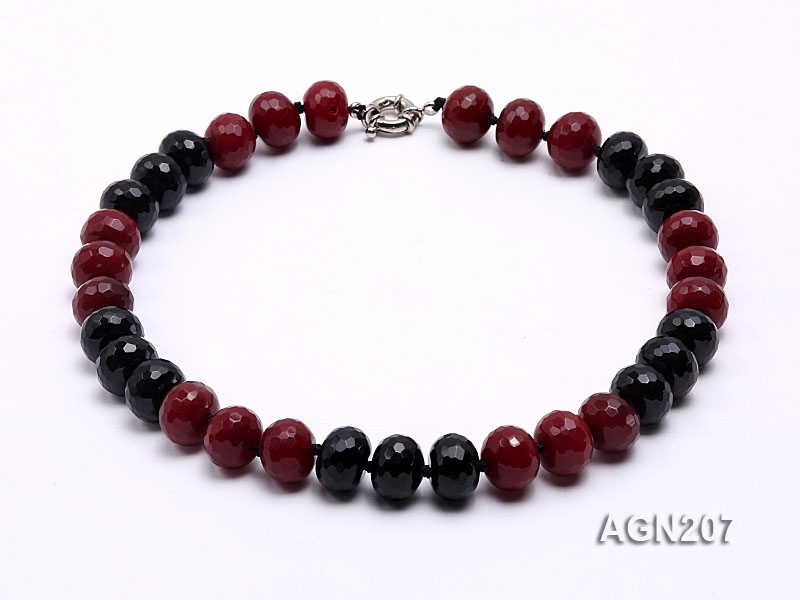 16x13mm Black & Red Faceted Agate Necklace