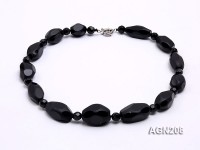 20×15-30x20mm Black Faceted Agate Necklace