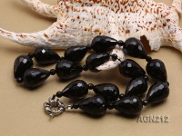 23x18mm Black Drop-shaped Faceted Agate Necklace