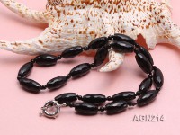 20×9.5mm Black Oval Faceted Agate Necklace