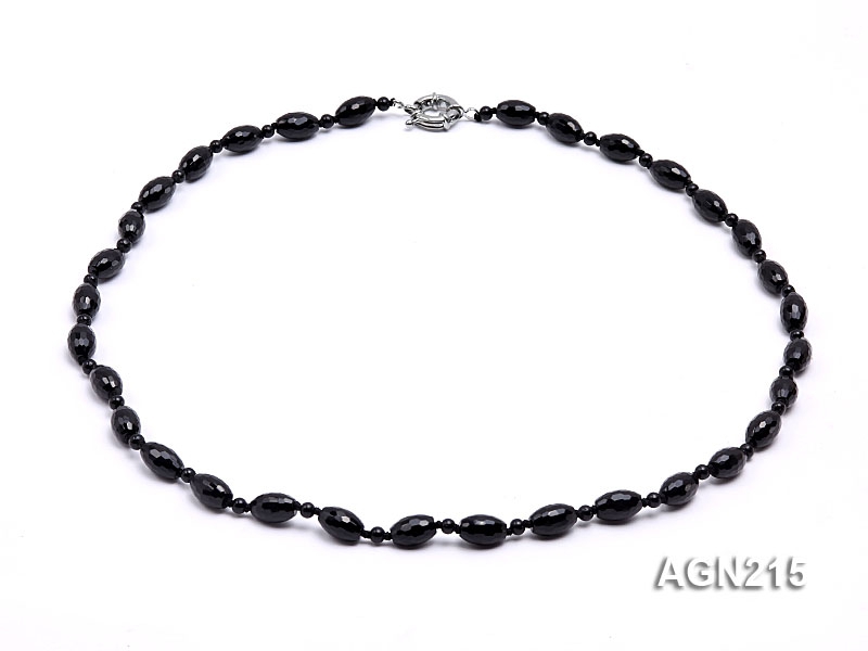 12.5x8mm Black Oval Faceted Agate Necklace