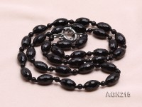 12.5x8mm Black Oval Faceted Agate Necklace