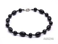 18mm Black Faceted Agate Necklace