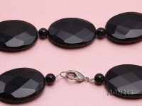 30x40mm Black Oval Faceted Agate Necklace