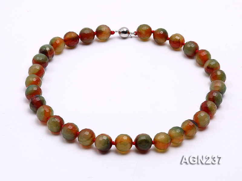 14mm Colorful Round Faceted Agate Necklace