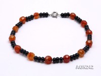 10x6mm Black and Red Agate Necklace